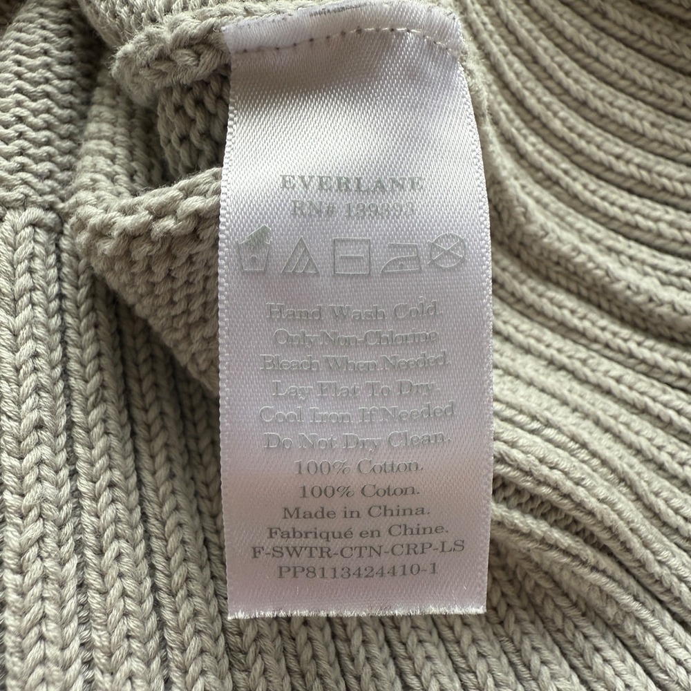 Everlane Crop Sweater Cotton The Boxy Crewneck Ribbed Hem Grey M Minimal - Picture 11 of 15
